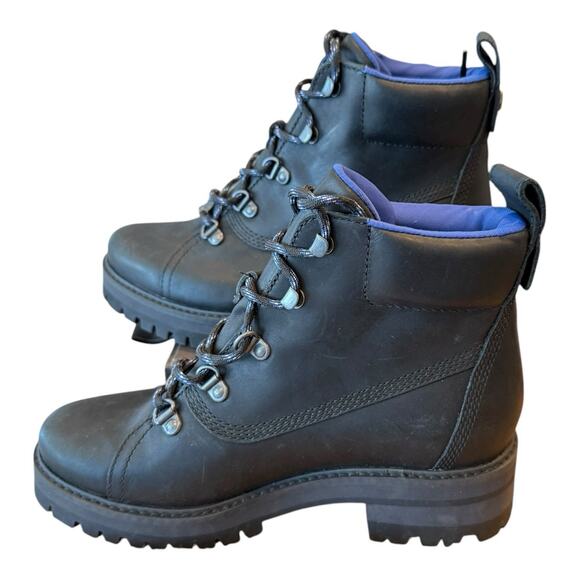 Timberland Hiking Black Leather Boots Women’s Sz 6.5 Courmayeur Valley Style EUC - Picture 3 of 11